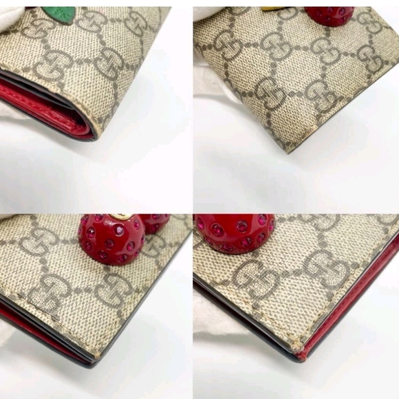 Gucci Bi-fold Wallet GG Supreme Cherry Brown Leather - Picture 4 of 7